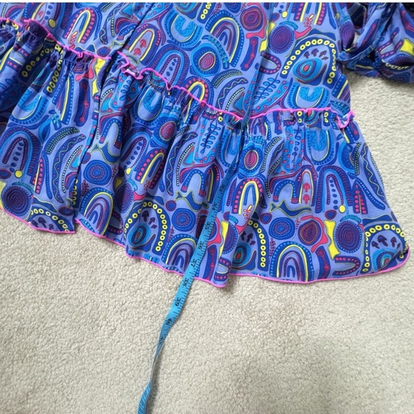 Feather And Find Genova Wrap Dress Spirit Of Dadirri Gathered Short Sleeves Sz L - Picture 10 of 12